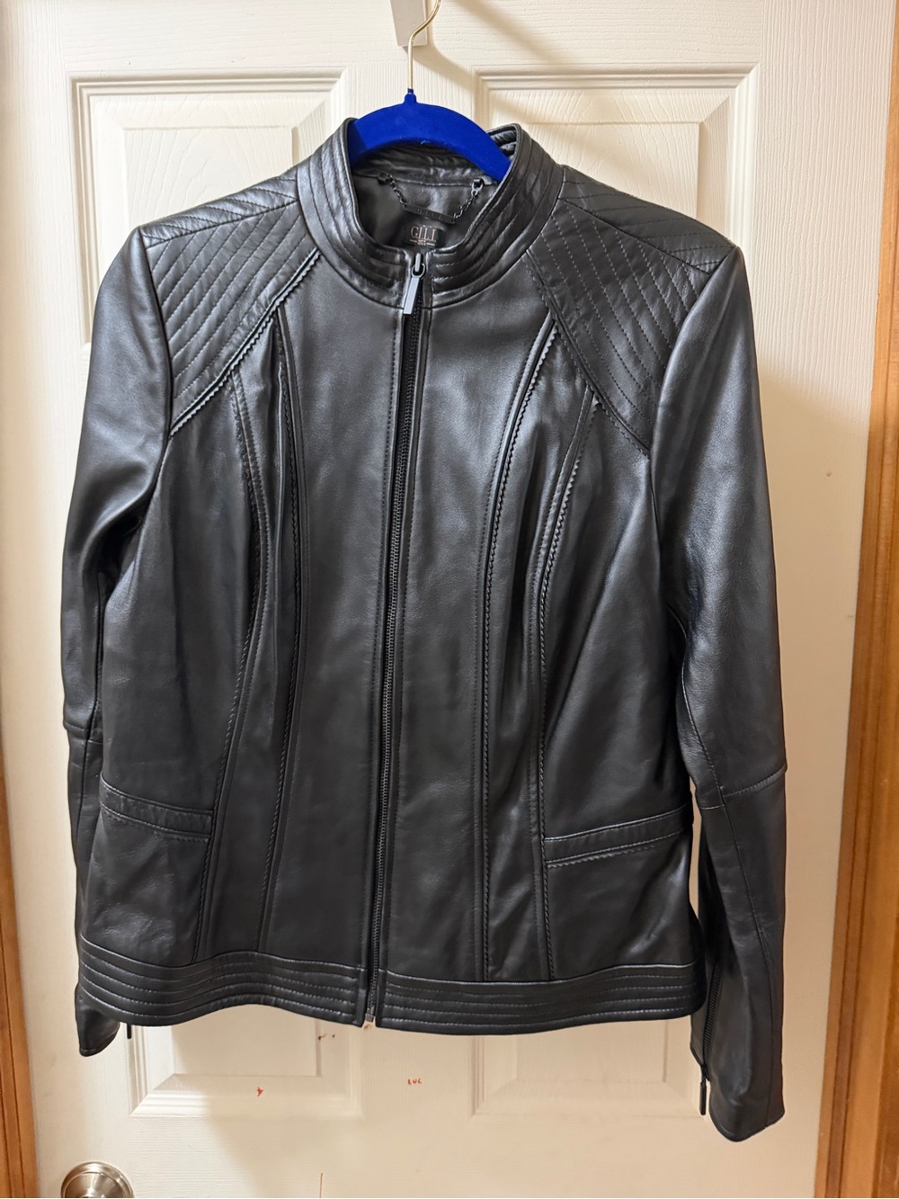 G.I.L.I. Genuine Black Leather Zip-Front Jacket